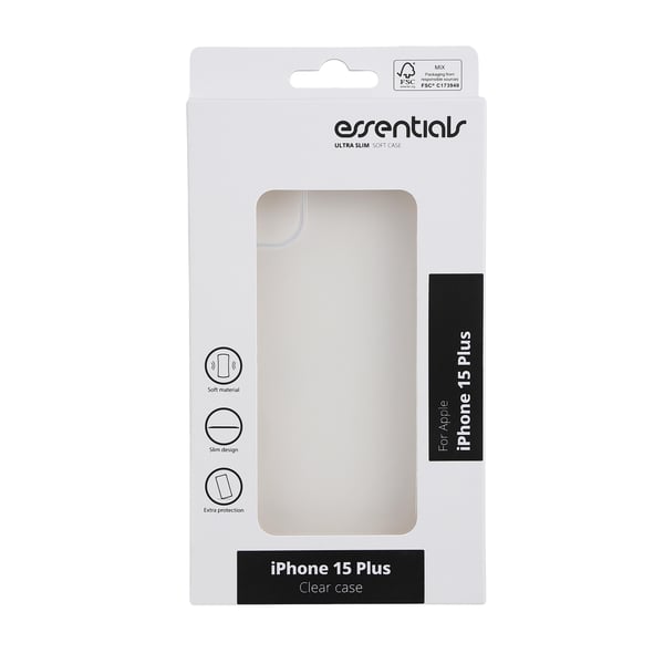 Essentials iPhone 15 Plus TPU back cover, transparent