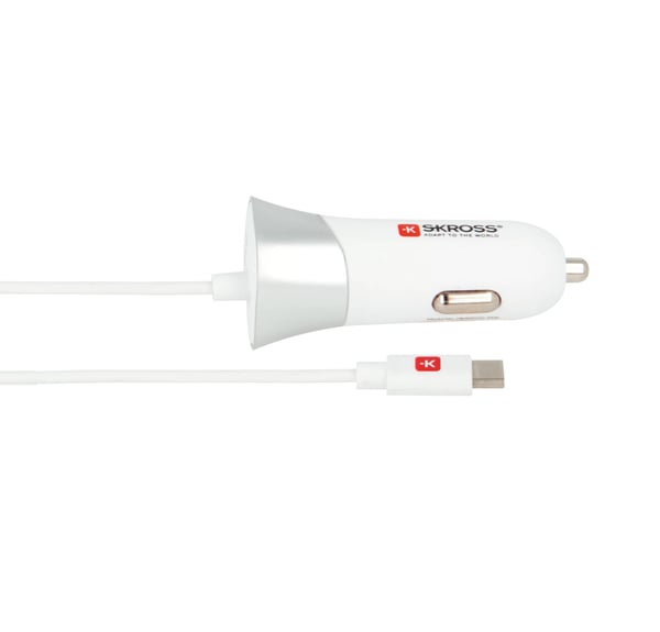 SKROSS USB-billaddare med Typ-C-kabel (2.0)