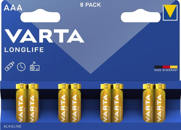 Varta Longlife AAA-Batterier, 8-pakning