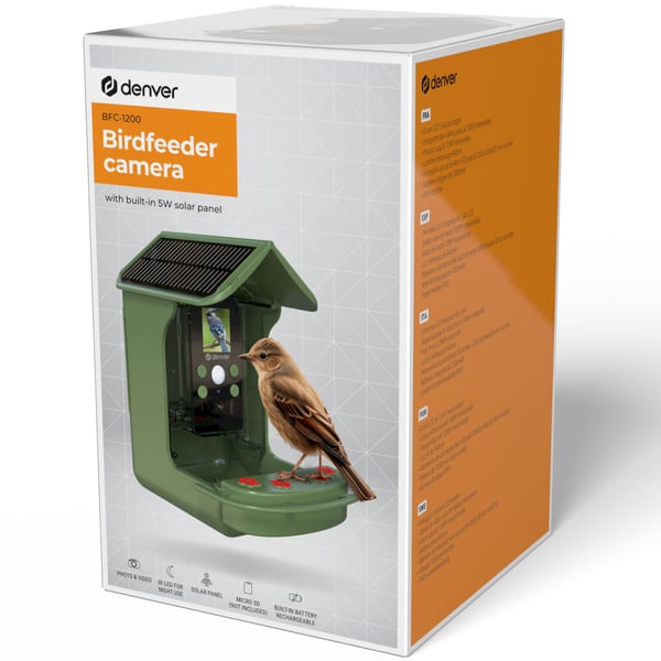 Denver BFC-1200 Smart fuglemater med kamera og solceller