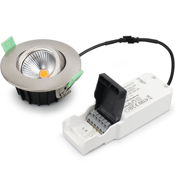 Llitt Lisa dimbar innfelt downlight 3000K 600lm IP65 3-pak børstet stål