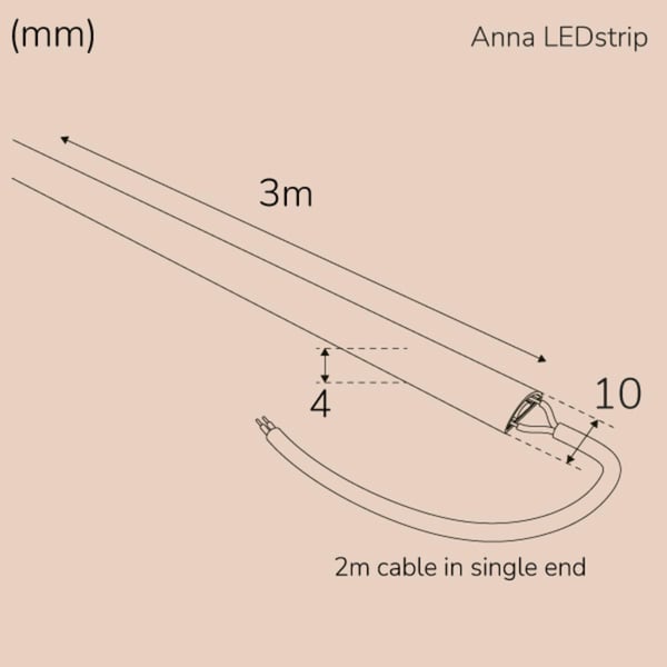 Llitt Anna Ledstrip COB-LED Milky uten transformator IP65 3 meter 3000K