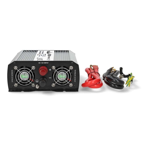 Nedis Power Inverter Modifisert sinusbølge | Inngangsspenning: 12 V DC | Enhetens strømuttak: Type F (CEE 7/3) / USB-A | 230 V AC 50 Hz | 1000 W | Top