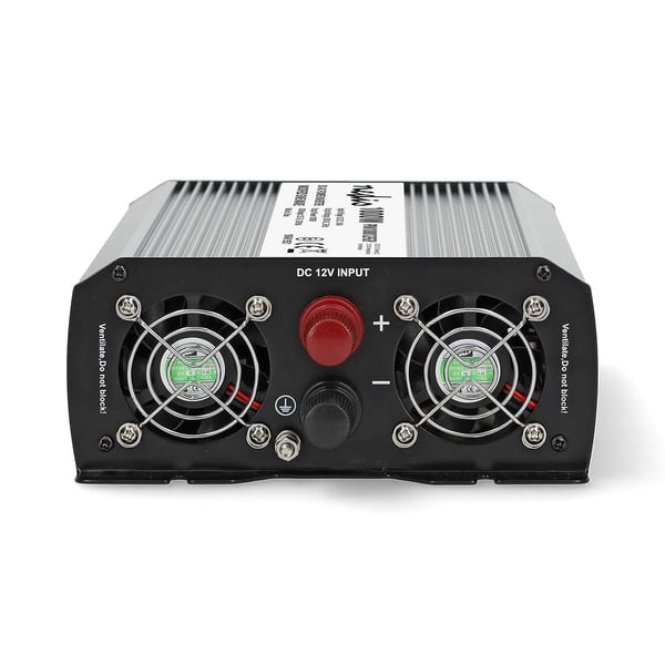 Nedis Power Inverter Modifisert sinusbølge | Inngangsspenning: 12 V DC | Enhetens strømuttak: Type F (CEE 7/3) / USB-A | 230 V AC 50 Hz | 1000 W | Top