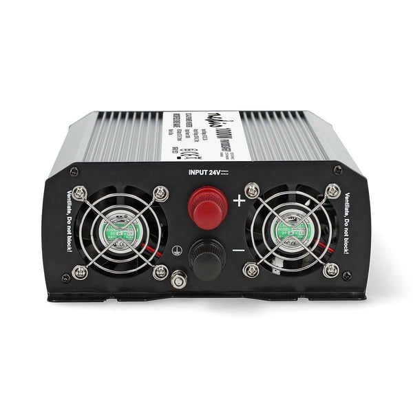 Nedis Power Inverter Modifisert sinusbølge | Inngangsspenning: 24 V DC | Enhetens strømuttak: Type F (CEE 7/3) / USB-A | 230 V AC 50 Hz | 1000 W | Top