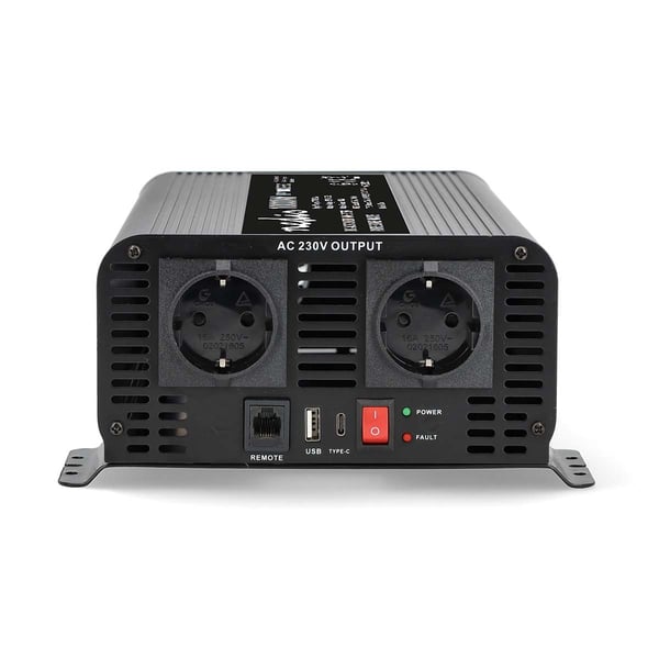 Nedis Power Inverter Pure Sine Wave | Inngangsspenning: 12 V DC | Enhetens strømuttak: Type F (CEE 7/3) / USB-A / 1x USB-C™ | 230 V AC 50 Hz | 1000 W