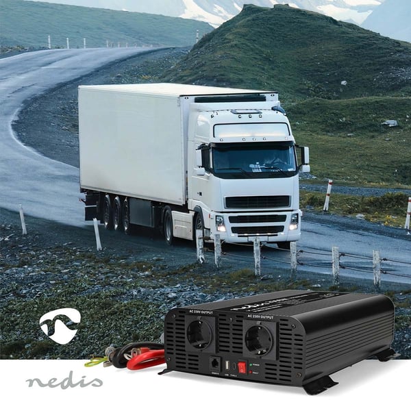 Nedis Power Inverter Pure Sine Wave | Inngangsspenning: 24 V DC | Enhetens strømuttak: Type F (CEE 7/3) / USB-A / 1x USB-C™ | 230 V AC 50 Hz | 2000 W