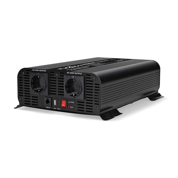 Nedis Power Inverter Pure Sine Wave | Inngangsspenning: 24 V DC | Enhetens strømuttak: Type F (CEE 7/3) / USB-A / 1x USB-C™ | 230 V AC 50 Hz | 2000 W