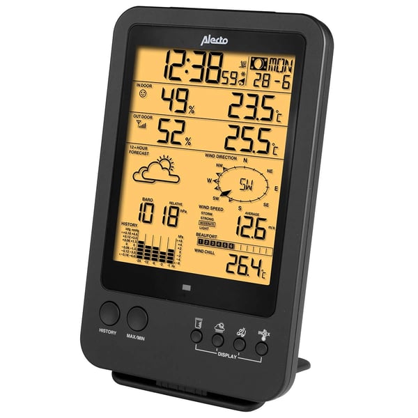 Alecto Professionel vejrstation med trådløs sensor sort