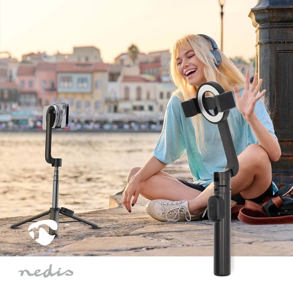 Nedis Bluetooth selfie stick | Bluetooth® verson: 5.0 | Maksimal skjermstørrelse: 7 " | Brettet lengde: 17 cm | Ufoldet lengde: 61 cm | Maksimal vekt: