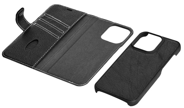 Essentials iPhone 13 Mini leather wallet, detachable, Black