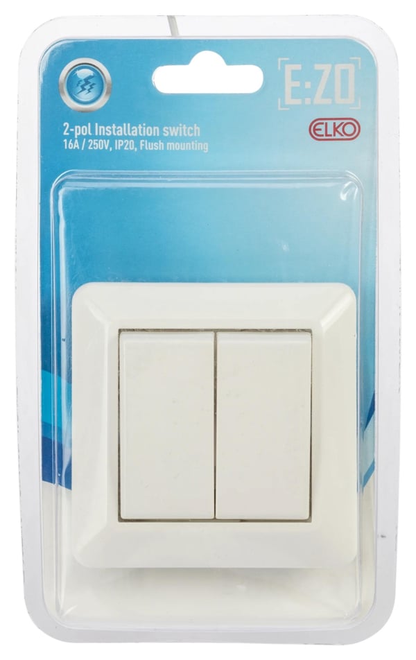 Nordic Quality ELKO 2 x 1 poll Installation switch 16A / 250V, IP20, Flush
