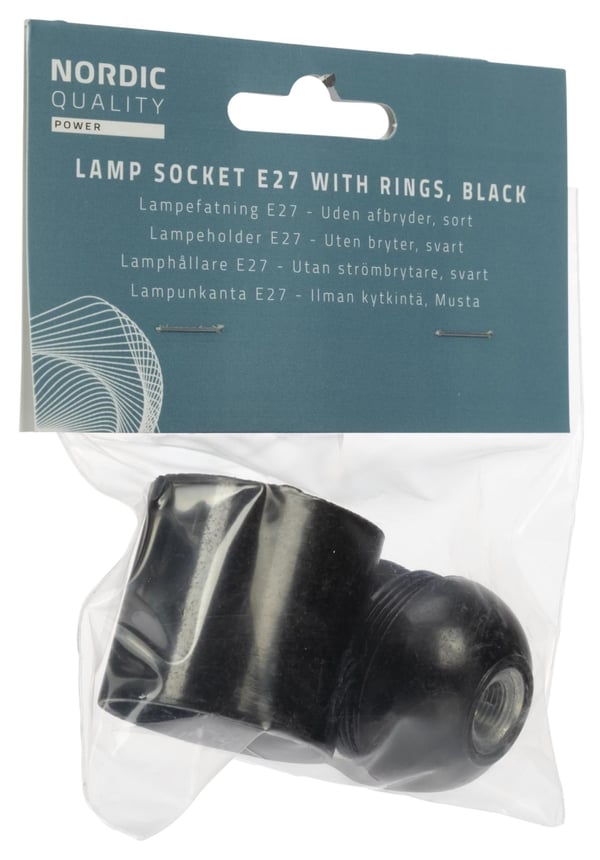 Nordic Quality Lampsockel E27, Svart