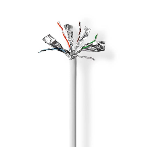 Nedis CAT6 nettverkskabelrull | Solid | S/FTP | Bare kobber | 100 m | Innendørs | Rund | LSZH | Grå | Trekkboks