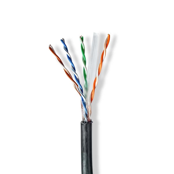 Nedis CAT6 nettverkskabelrull | Solid | U/UTP | CCA | 305 m | Utendørs | Rund | PE | Sort | Trekkboks