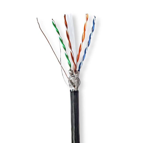 Nedis CAT6 nettverkskabelrull | Solid | S/FTP | CCA | 305 m | Utendørs | Rund | PE | Sort | Trekkboks