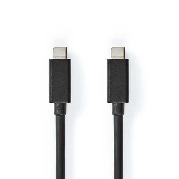 Nedis USB-kabel | USB 3.2 Gen 2 | USB-C™ Hann | USB-C™ Hann | 100 W | 4K@60Hz | 20 Gbps | Nikkel belagt | 1.00 m | Rund | PVC | Sort | Boks