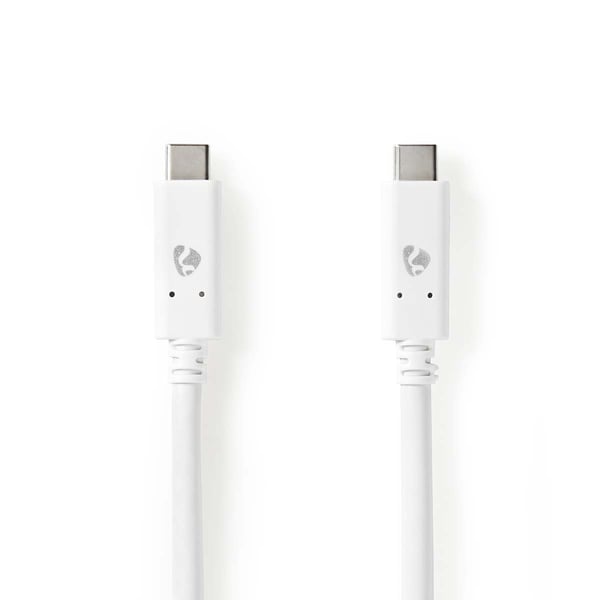 Nedis USB-kabel | USB 3.2 Gen 2 | USB-C™ Hane | USB-C™ Hane | 100 W | 4K@60Hz | 10 Gbps | Nickelplaterad | 1.00 m | Rund | PVC | Vit | Låda
