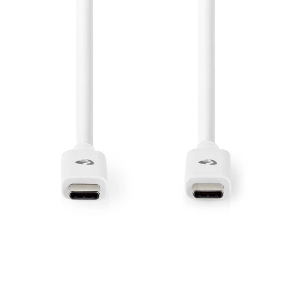 Nedis USB-kabel | USB 3.2 Gen 2 | USB-C™ Hane | USB-C™ Hane | 100 W | 4K@60Hz | 10 Gbps | Nickelplaterad | 1.00 m | Rund | PVC | Vit | Låda