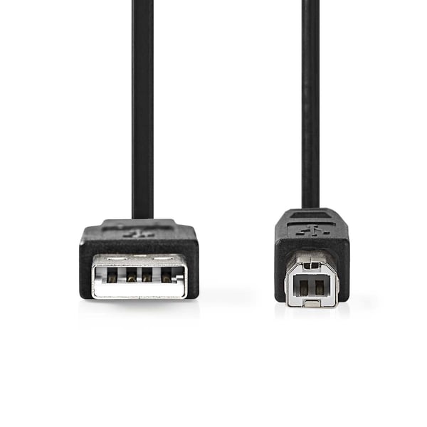 Nedis USB-kabel | USB 3.2 Gen 1 | USB-A Han | USB-B han | 5 Gbps | Nikkelplateret | 2.00 m | Runde | PVC | Sort | Label