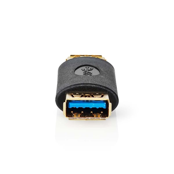 Nedis USB-A Adapter | USB 3.2 Gen 1 | USB-A Hun | USB-A Hun | 5 Gbps | Rund | Gull belagt | Antrasitt | Boks