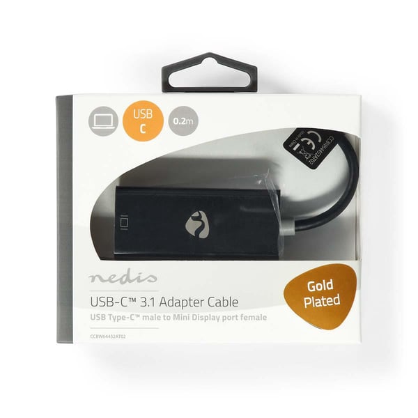 Nedis USB-C™ Adapter | USB 3.2 Gen 1 | USB-C™ Hann | Mini DisplayPort Hun | 0.20 m | Rund | Gull belagt | PVC | Antrasitt | Boks
