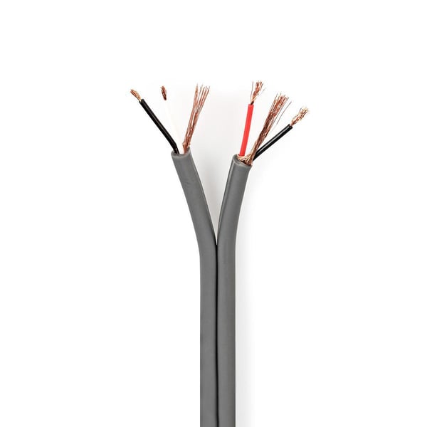 Nedis lydkabel | 4 x 0.16 mm² | Kobber | 100 m | Rund | PVC | Mørk Grå | Rull