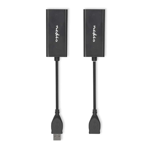 Nedis USB Extender | USB 2.0 | 1x USB-A Han | 1x RJ45 Female | 1x USB-A Hun | 1x RJ45 Female | Opp til 50.0 m | 480 Mbps | Nikkel belagt | Rund | PVC
