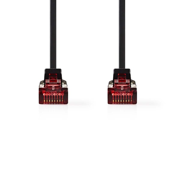 Nedis CAT6 Nettverkskabel | RJ45 Han | RJ45 Han | U/UTP | 2.00 m | Snagless | Flatt | PVC | Sort | Label