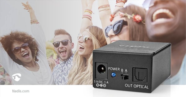 Nedis Digital Audio Switch | 2-veis | Inngang for lyd-/video-/datatilkoblinger: DC Power / 2x TosLink | Utgang for lyd-/video-/datatilkoblinger: TosLi