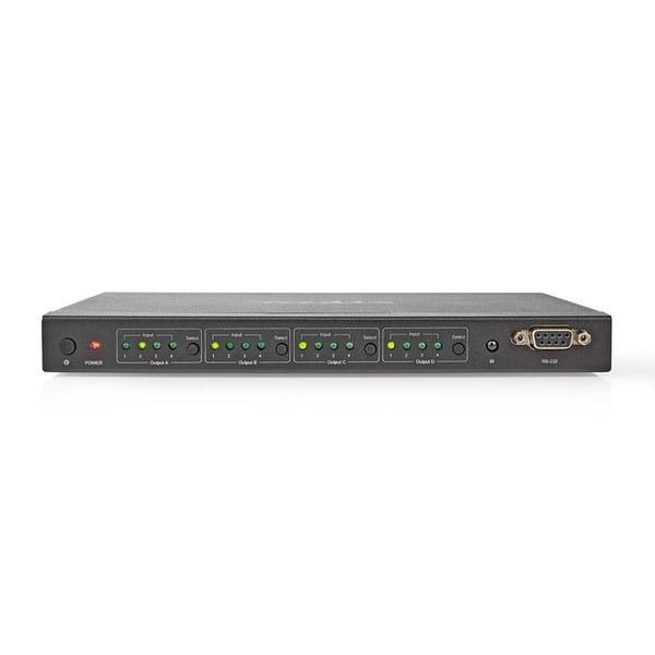 Nedis HDMI ™ Matrix Switch | 4 stk. 4-porters port(s) | DC Power / 1x RS232 / 4x HDMI™ Input | 4x HDMI™ Output | 4K@60Hz | 18 Gbps | Fjernstyrtkontrol
