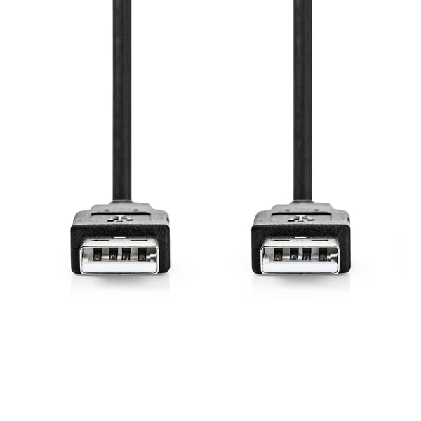 Nedis USB-kabel | USB 2.0 | USB-A Han | USB-A Han | 18 W | 480 Mbps | Nikkel belagt | 1.00 m | Rund | PVC | Sort | Label