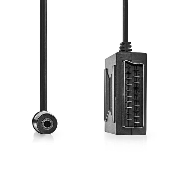 Nedis SCART-kabel | SCART Hann | SCART Hunn / 3.5 mm Hun | Nikkel belagt | 480p | 0.20 m | Rund | PVC | Sort | Boks