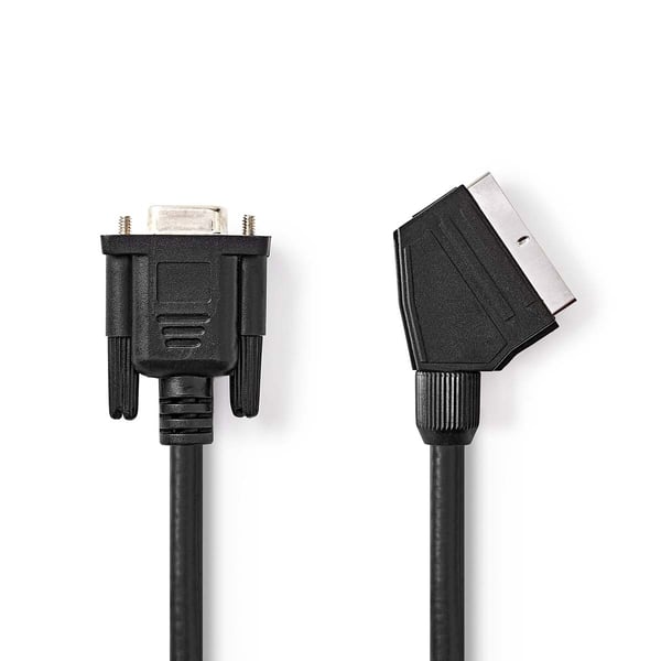Nedis SCART-kabel | SCART Han | VGA Hun | Nikkelplateret | 480p | 2.00 m | Runde | PVC | Sort | Label
