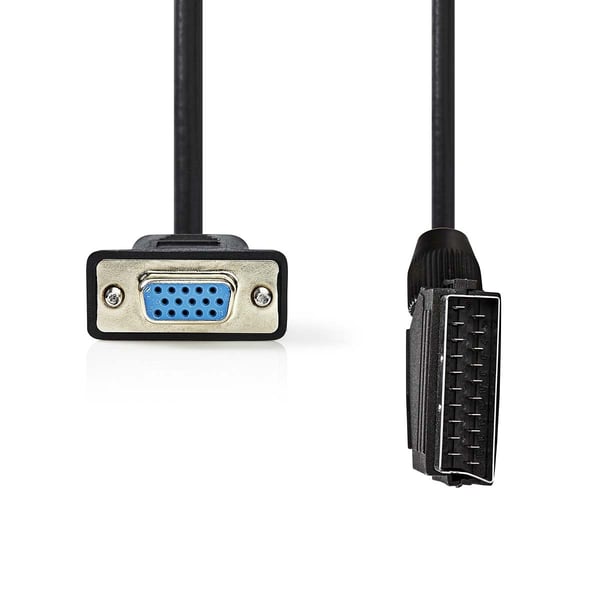 Nedis SCART-kabel | SCART Han | VGA Hun | Nikkelplateret | 480p | 2.00 m | Runde | PVC | Sort | Label