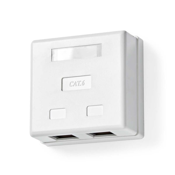 Nedis Nettverksveggboks | Overflatemontering | 2-Port port(s) | UTP CAT6 | Rett | Hunn | Gull belagt | PVC | Hvit | Boks