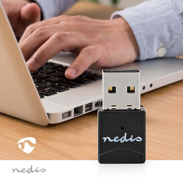 Nedis Network Dongle | Wi-Fi | AC600 | 2.4/5 GHz (Dual Band) | USB2.0 | Wi-Fi hastighet totalt: 600 Mbps | Windows 10 / Windows 11 / Windows 8