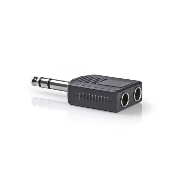 Nedis Stereo Audio Adapter | 6.35 mm Han | 2x 6.35 mm Hun | Nikkel belagt | Rett | ABS | Sort | 10 stk. | Konvolutt
