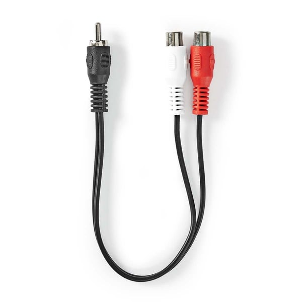 Nedis subwoofer Cable | RCA Han | 2x RCA Hun | Nikkel belagt | 0.20 m | Rund | 5.0 x 2.5 mm | Sort | Boks
