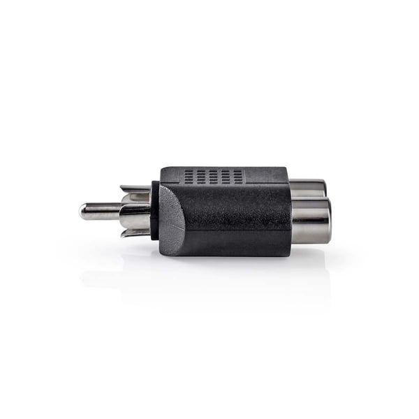 Nedis Subwoofer Adapter | RCA Hanstik | 2x RCA Hun | Nikkelplateret | Lige | ABS | Sort | 1 stk. | Box