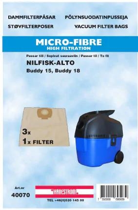 hanestroem Dammsugarpåsar Hanestrom Nilfisk-Alto Buddy 3P