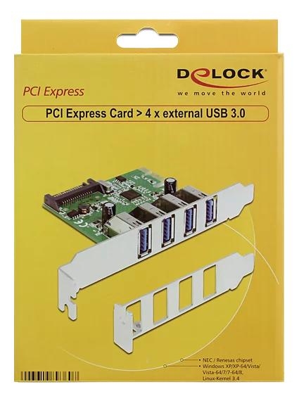 DeLOCK PCI Express Card > 4 x USB 3.0, USB adapter, PCIe 2.0