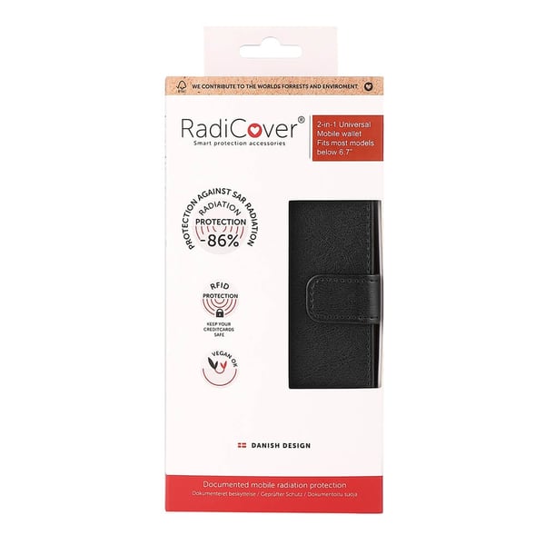Radicover 2i1 Anti-Radiation RFID 3 kort Universal XXL 6.7-7.3" Svart PU