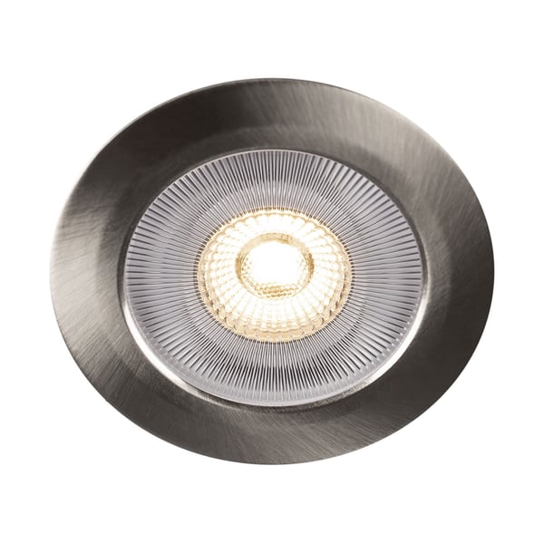 Llitt Alice 12V innfelt downlight 2700K IP44 340lm børstet stål 1-pk