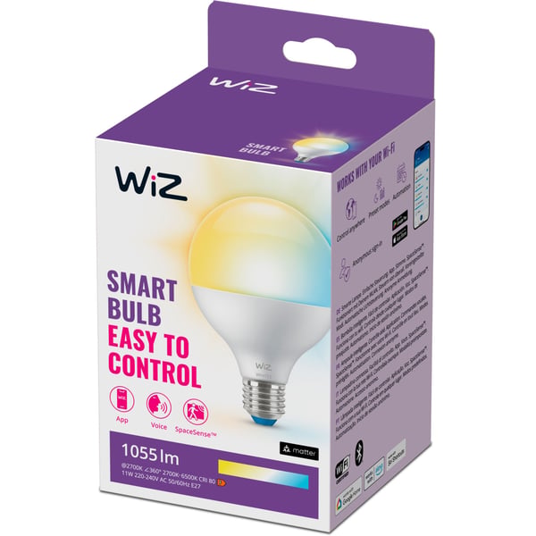 WiZ WiFi Smart LED E27 G95 75W 1055lm varm-kald hvit