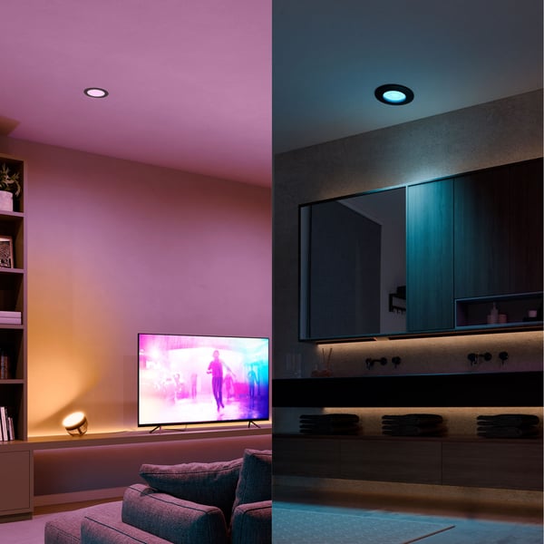 Philips Hue Slim Downlight S 90mm Hvit og Colour Ambiance Svart 1-pk