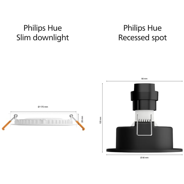 Philips Hue Slim Downlight L 170mm Hvit og Colour Ambiance Hvit 1-pk