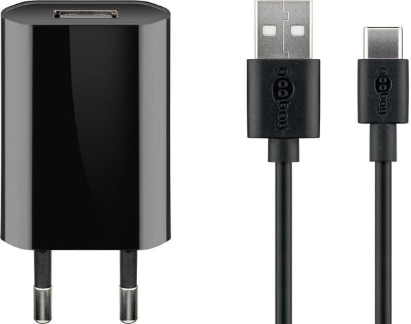 Goobay USB-C 5 W laturi + kaapeli, 1 m, musta