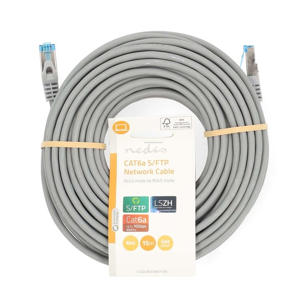 Nedis CAT6a nettverkskabel | S/FTP | RJ45 Han | RJ45 Han | 15.0 m | Snagless | Rund | LSZH | Grå | Label