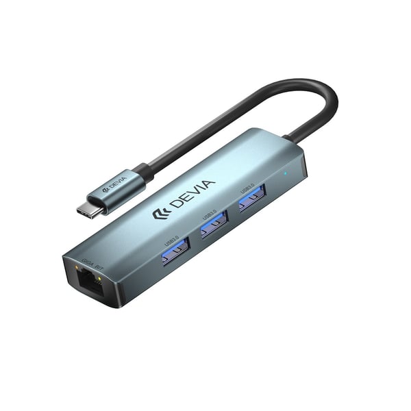Devia adapter HUB 4in1 EC621 USB-C 3.1 til 3x USB 3.0 + RJ45 dyp grå
